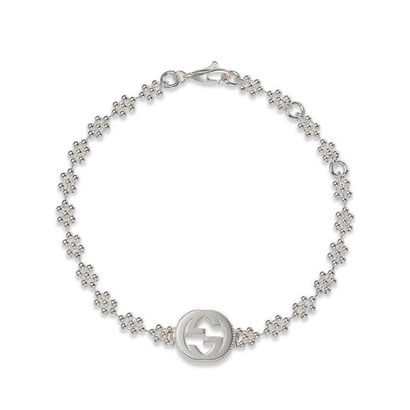 Gucci Sterling Silver Small Interlocking G Cluster Chain Bracelet - Picture 1 of 8